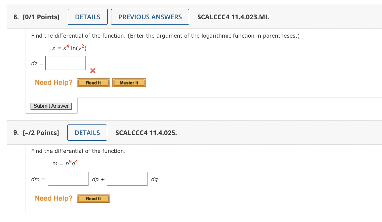 Hello I need help with finding differentials: