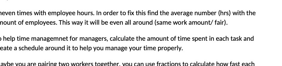 even times with employee hours. In order to fix