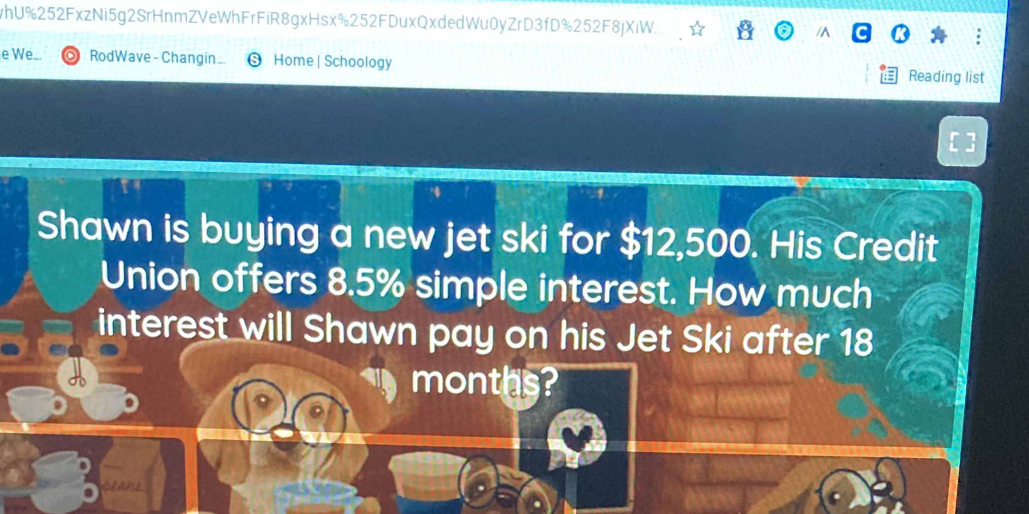 How much interest will Shawn pay on his jetski