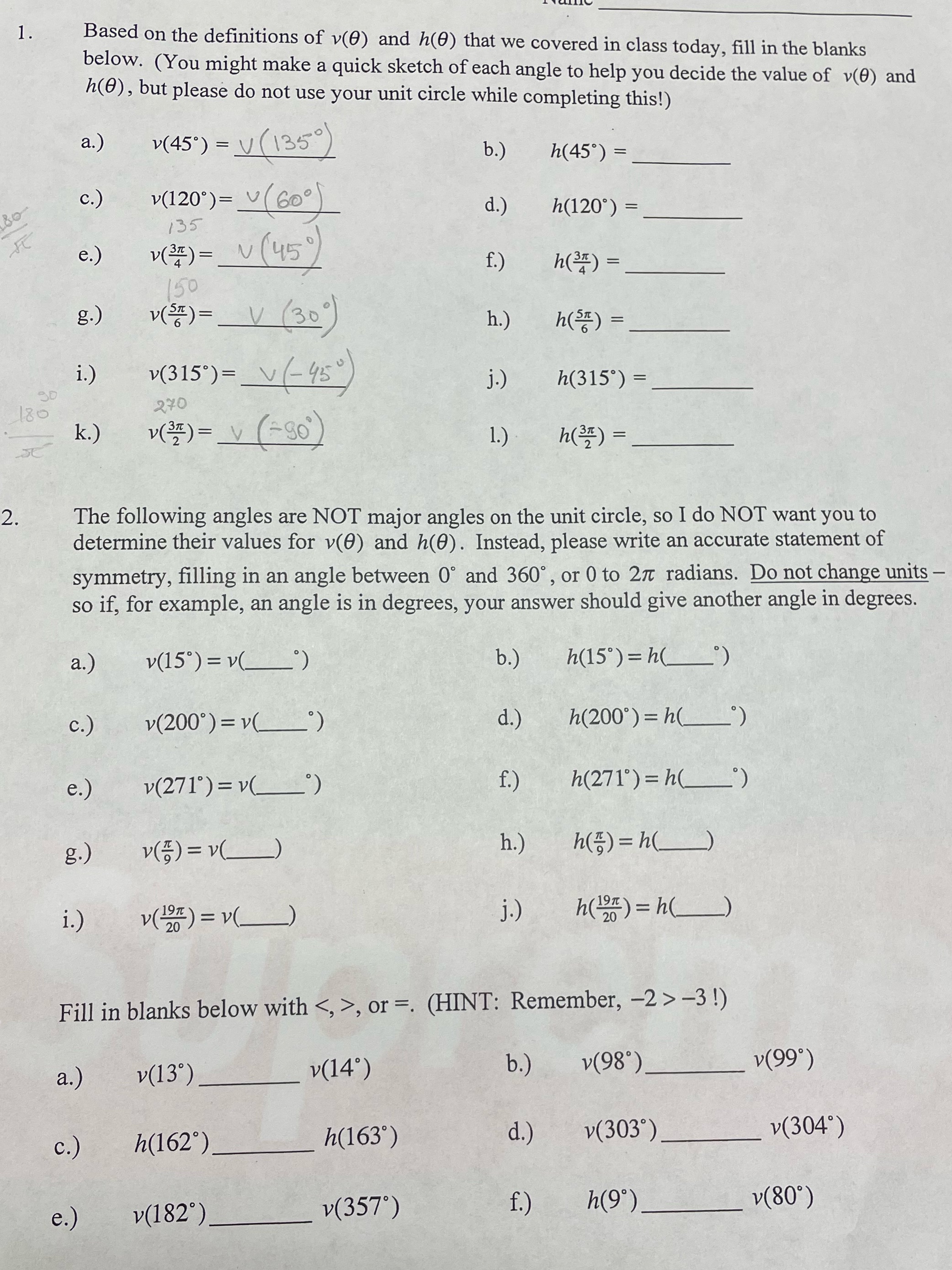1 . Based on the definitions of v(0) and h(0)