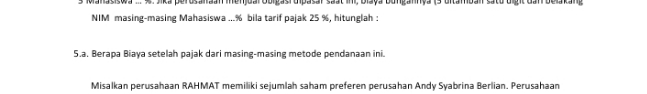 berapa biaya setelah pajak dari masing-masing