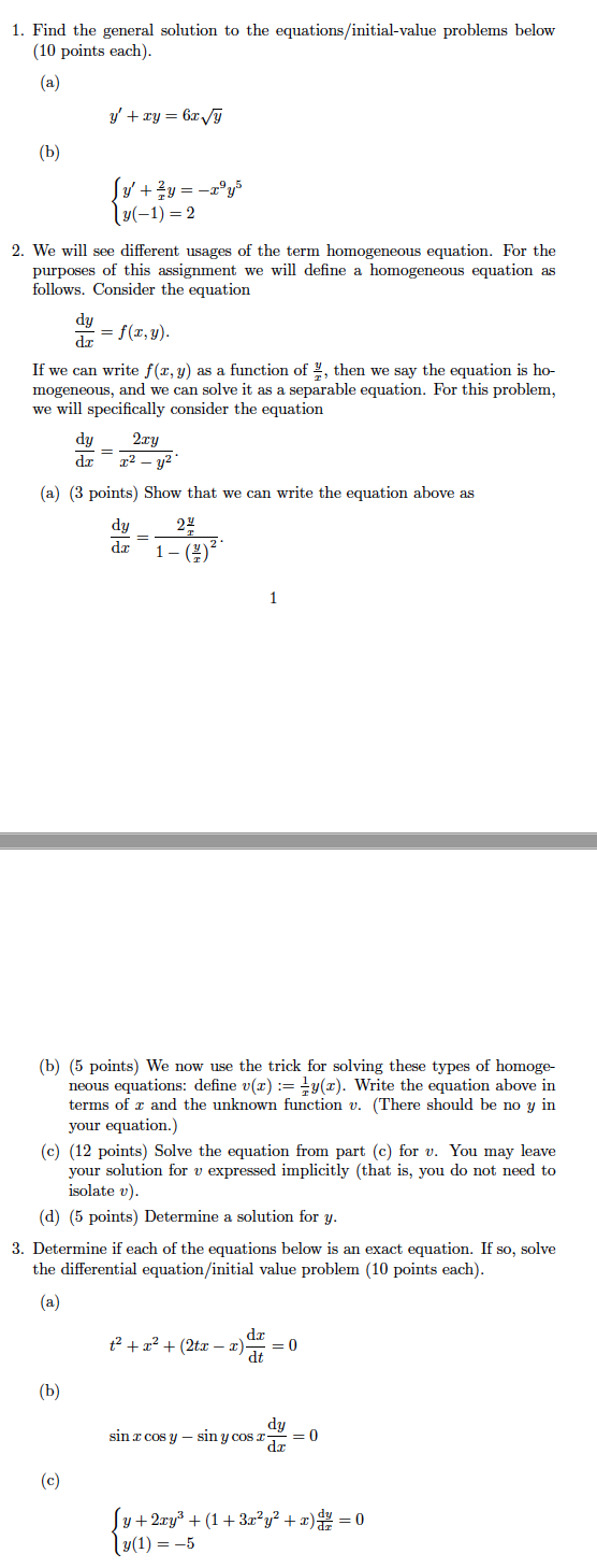 1. Find the general solution to the