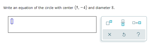 Write an equation of the circle with center (5,