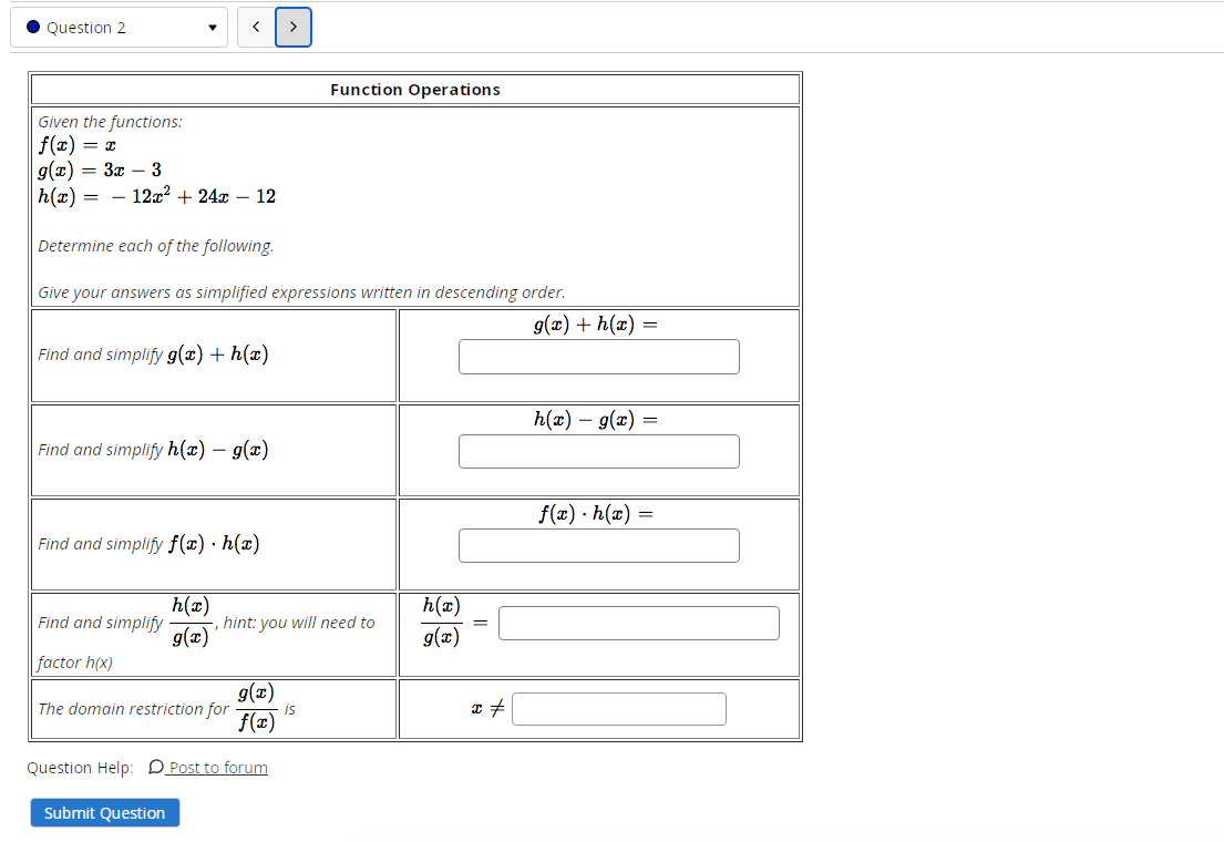 I need help with my Compositions of Functions
