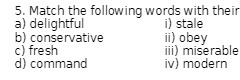 5. Match the following words with their a)