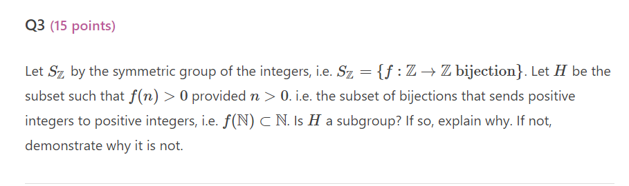 Q3 (15 points) Let 83 by the symmetric group of
