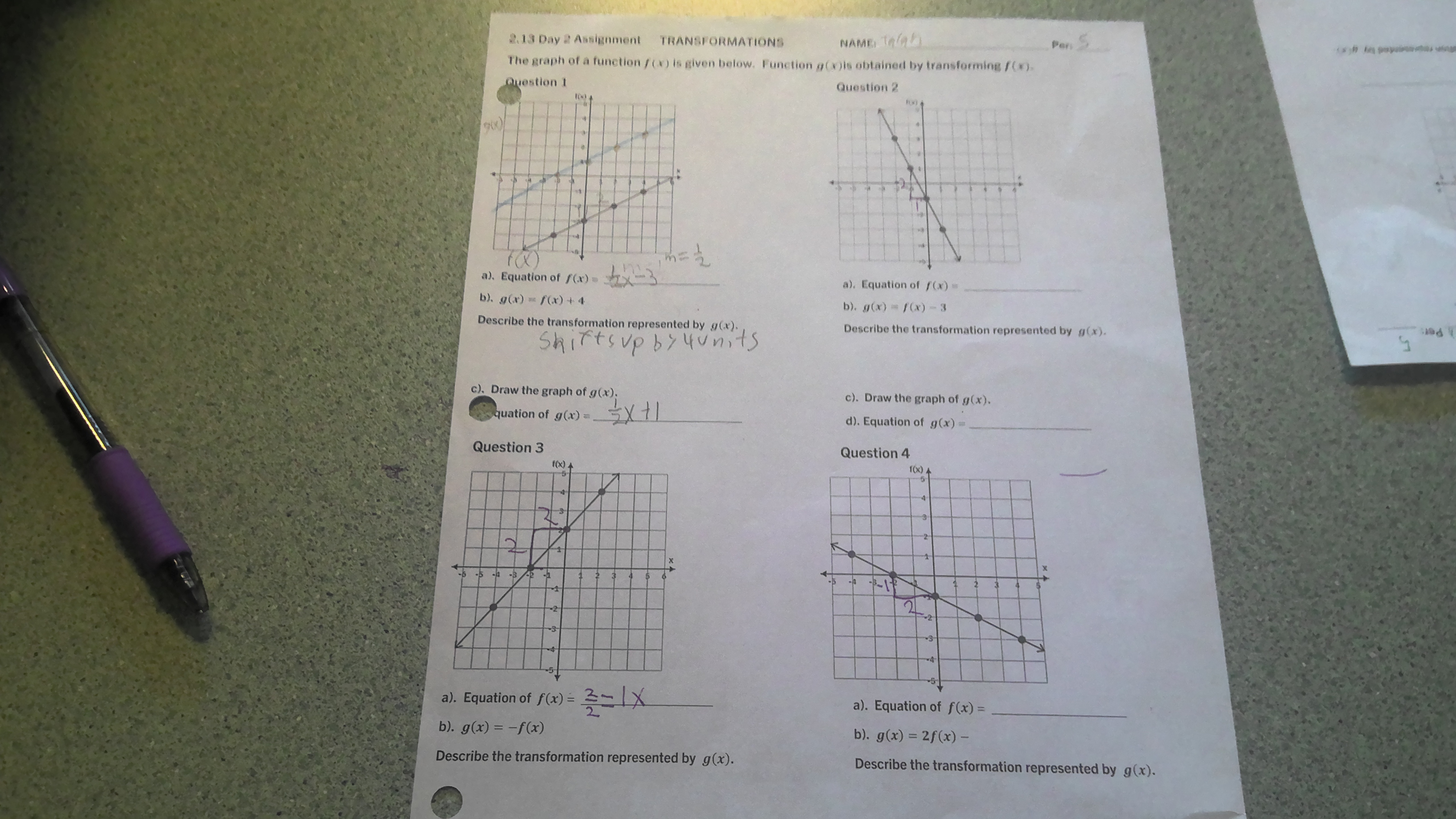2.13 Day 2 Assignment TRANSFORMATIONS NAME Tag