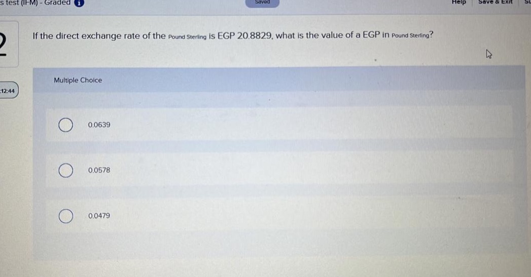 Finance s test (IFM) - Graded i Saved Help If the