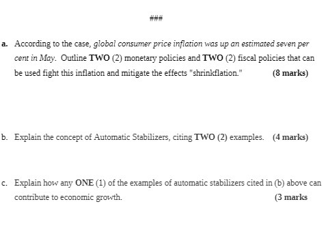 a. According to the case, global consumer price