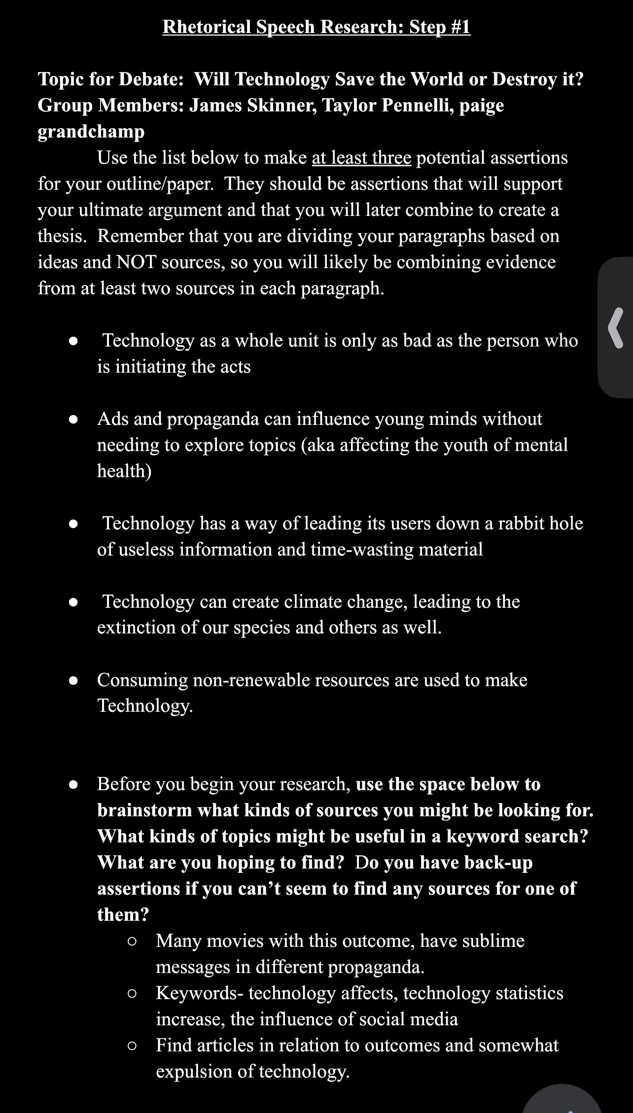 Rhetorical Speech Research: Step #1 Topic for