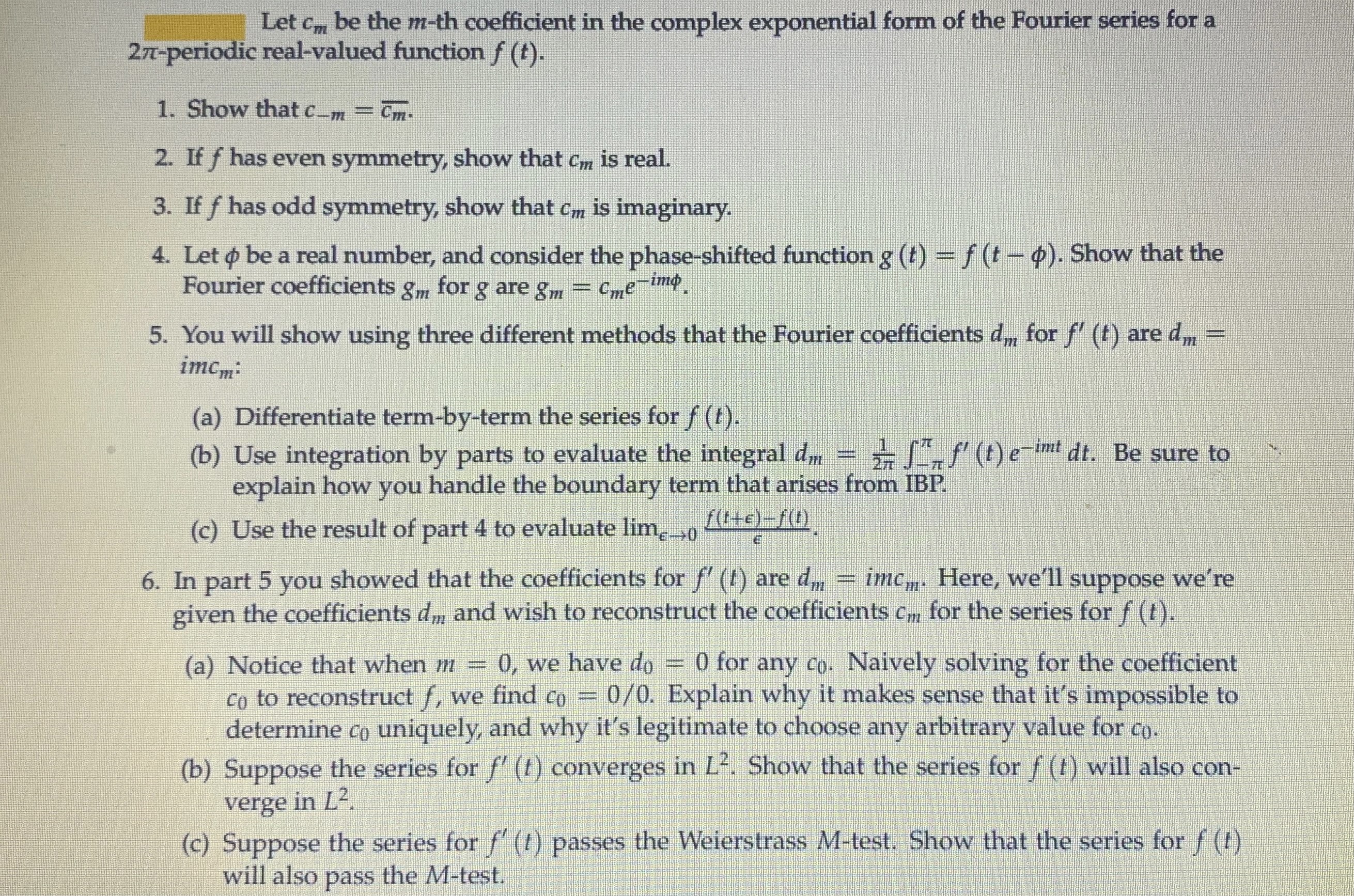 Let cm be the m-th coefficient in the complex