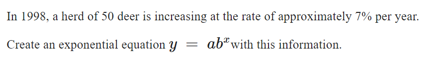 Form an exponential equation with the information
