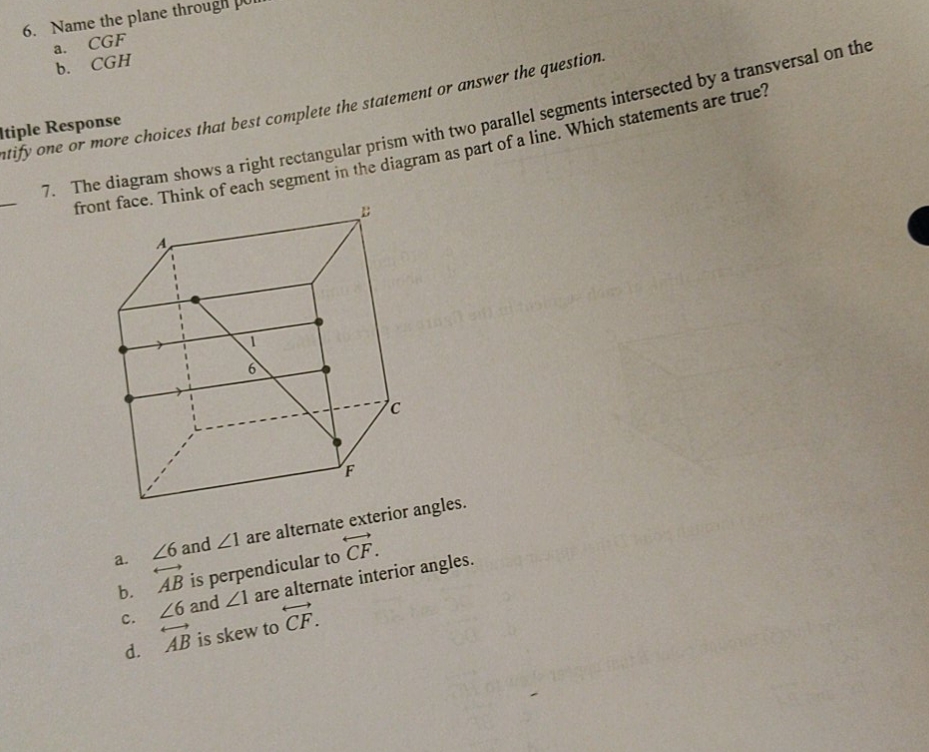 which statements are true? 6. Name the plane