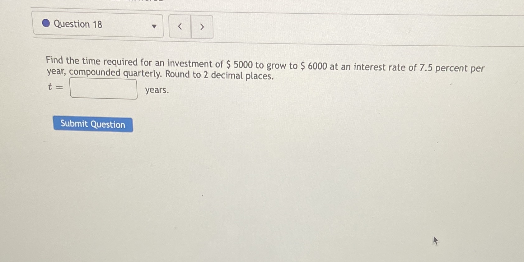 Question 18 Find the time required for an