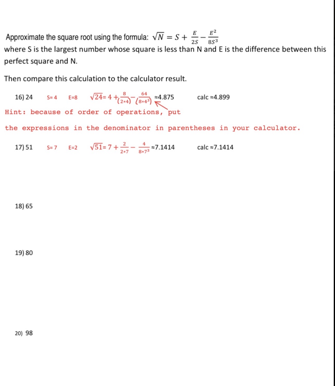 Complete answers number 18, 19, and 20 2