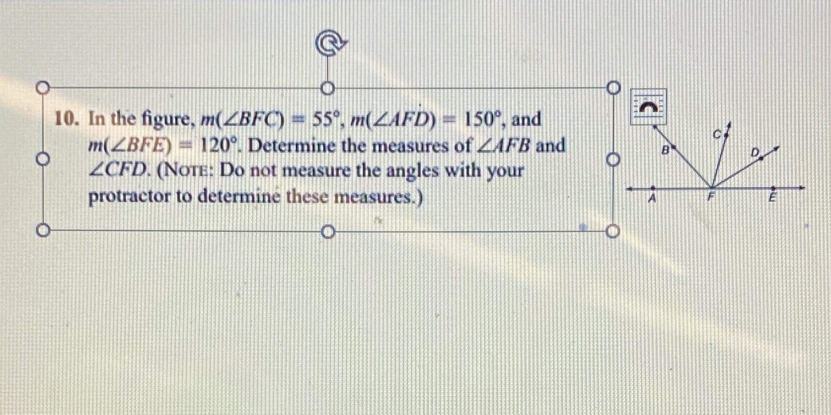 10. In the figure, m( BFC) - 550, m(ZAFD) - 150%,