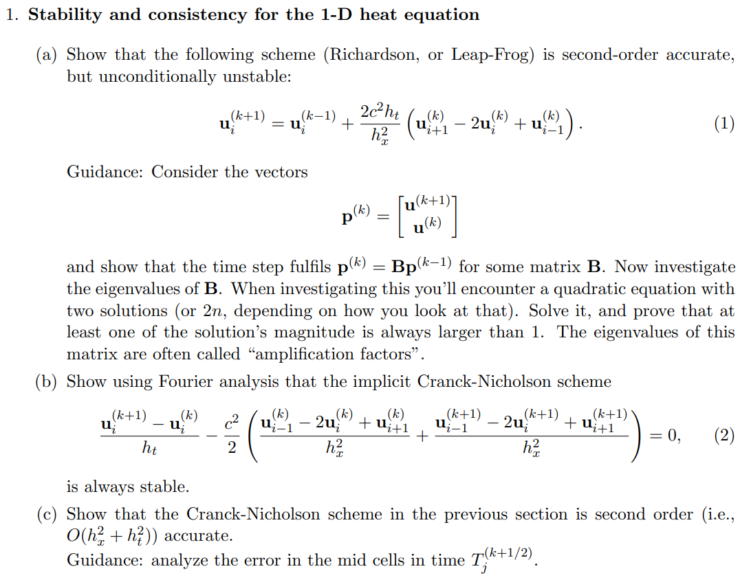 1. Stability and consistency for the 1-D heat