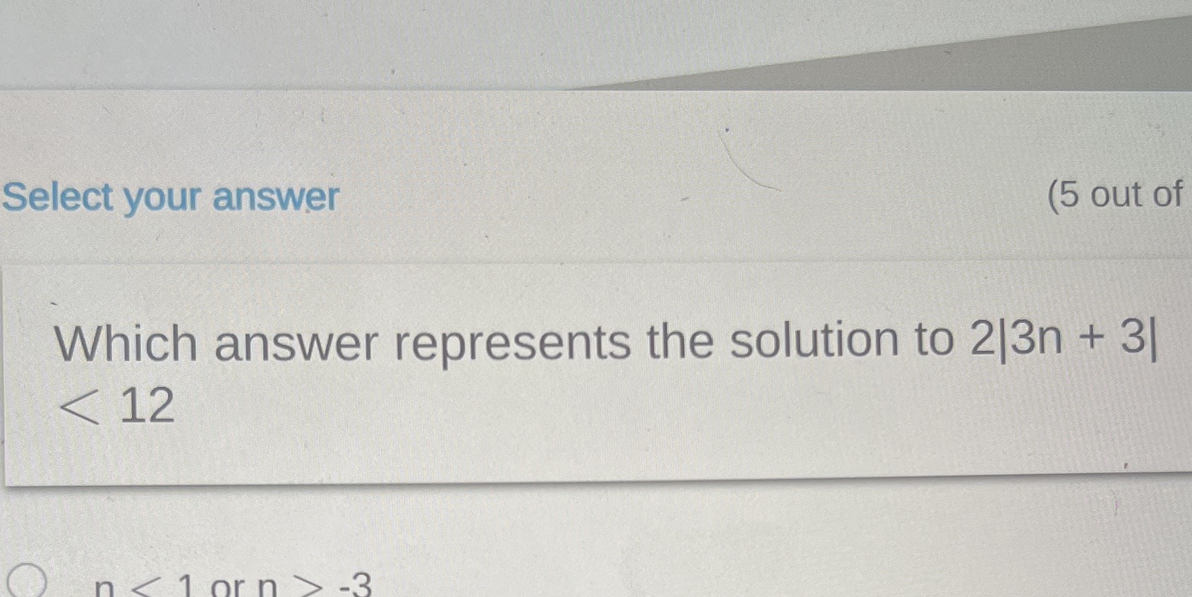 Select your answer (5 out of Which answer