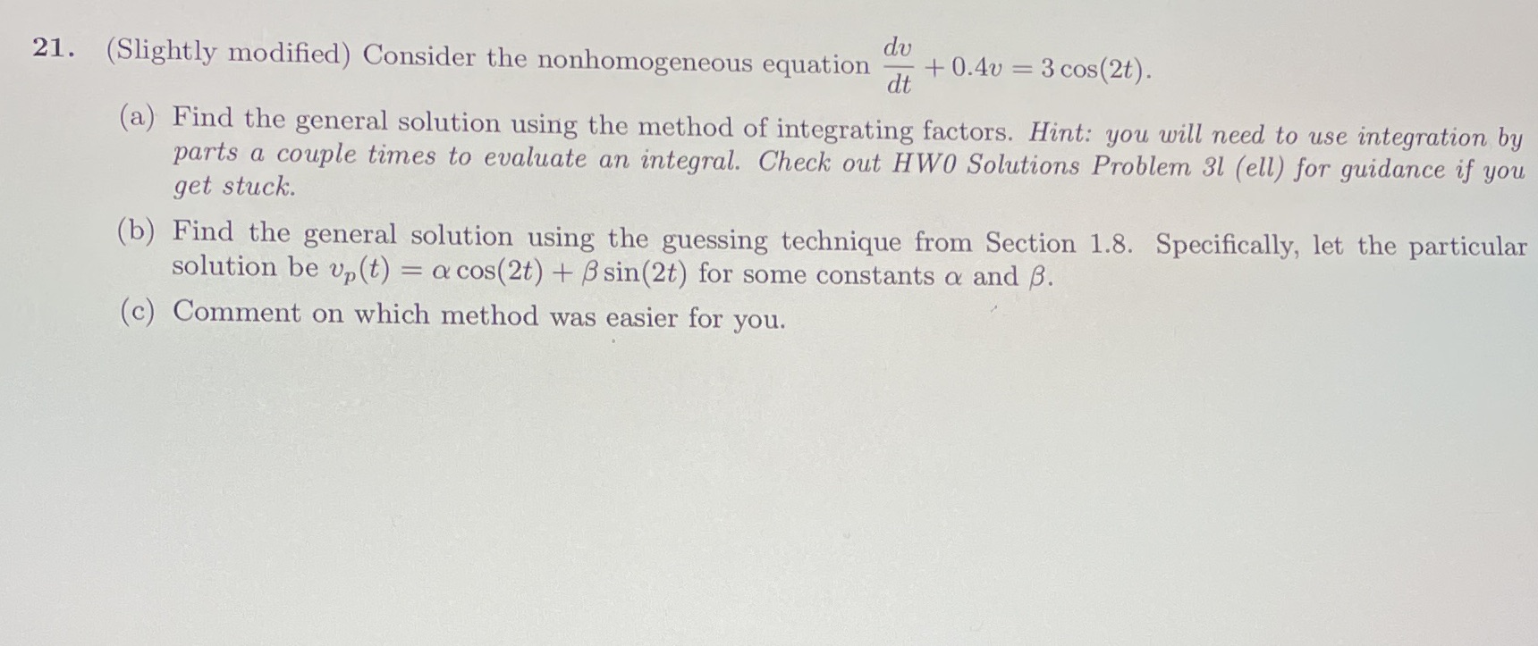 21. (Slightly modified) Consider the