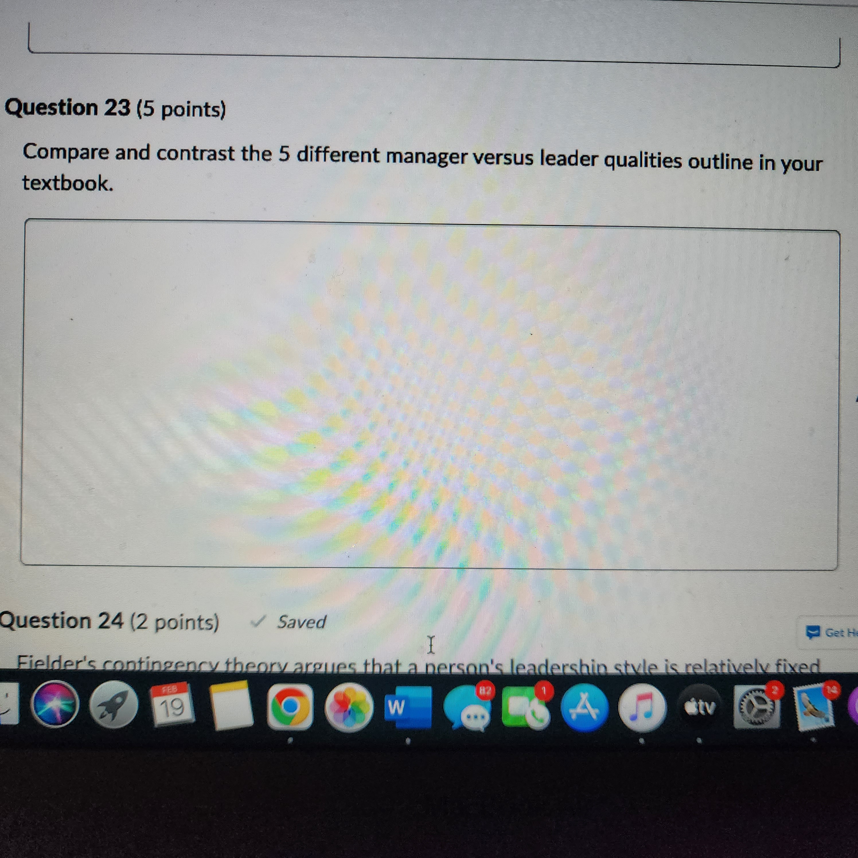 Question 23 (5 points) Compare and contrast the 5
