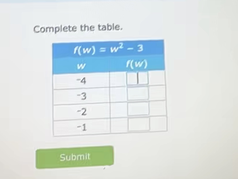 Function table finish quick \f