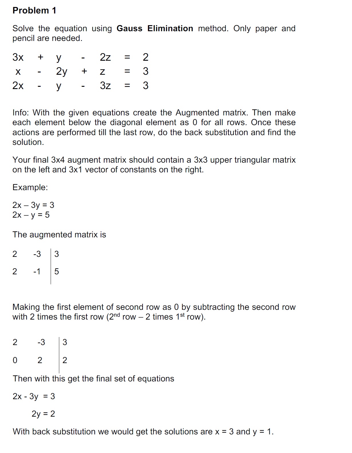 Numerical Methods Gaussian Elimination Method