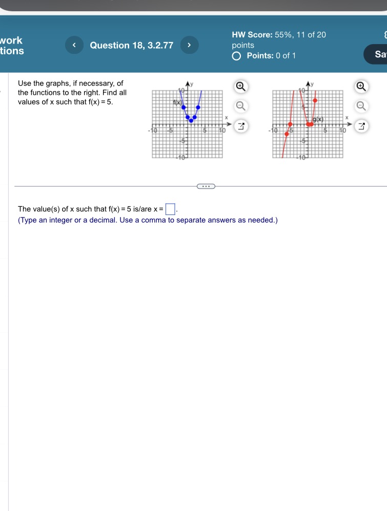 work HW Score: 55%, 11 of 20 tions < Question 18,