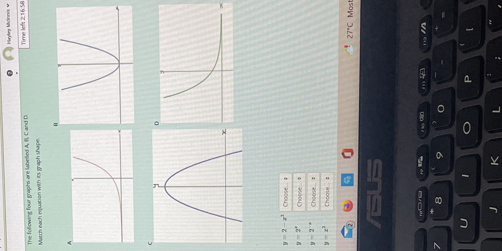 Hayley Mcinnis v Time left 2:16.58 The following