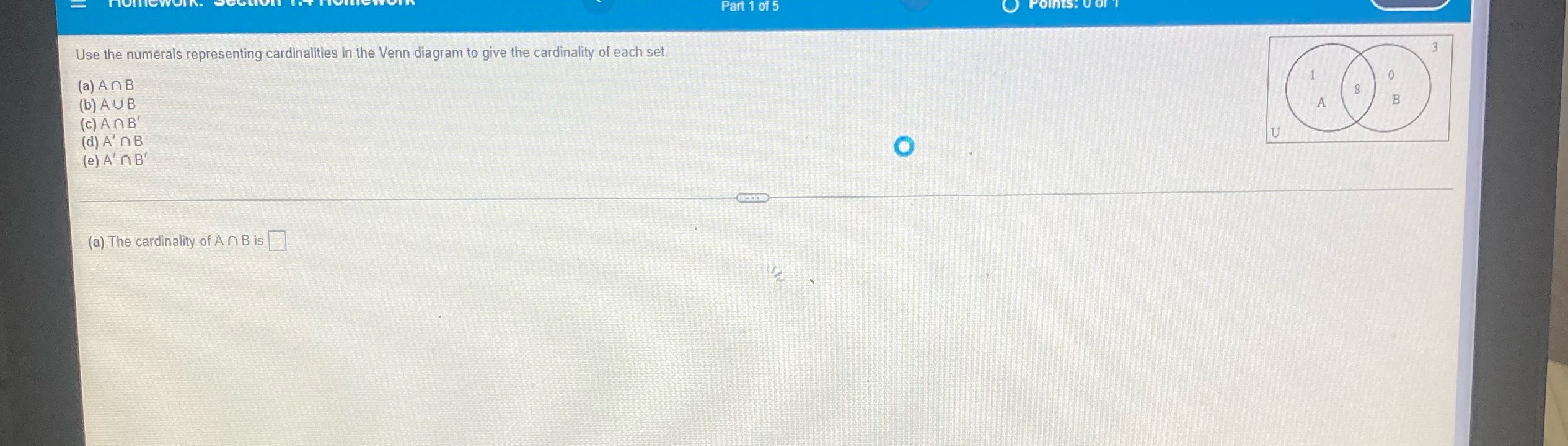 Part 1 of 5 Use the numerals representing