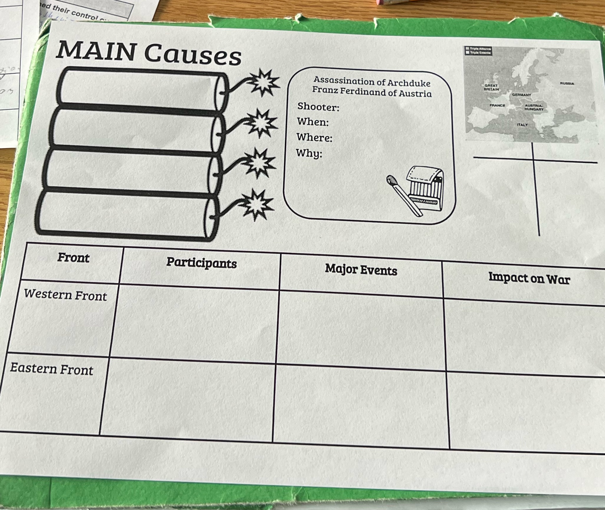 WW1 ed their control ~- MAIN Causes RUSSIA