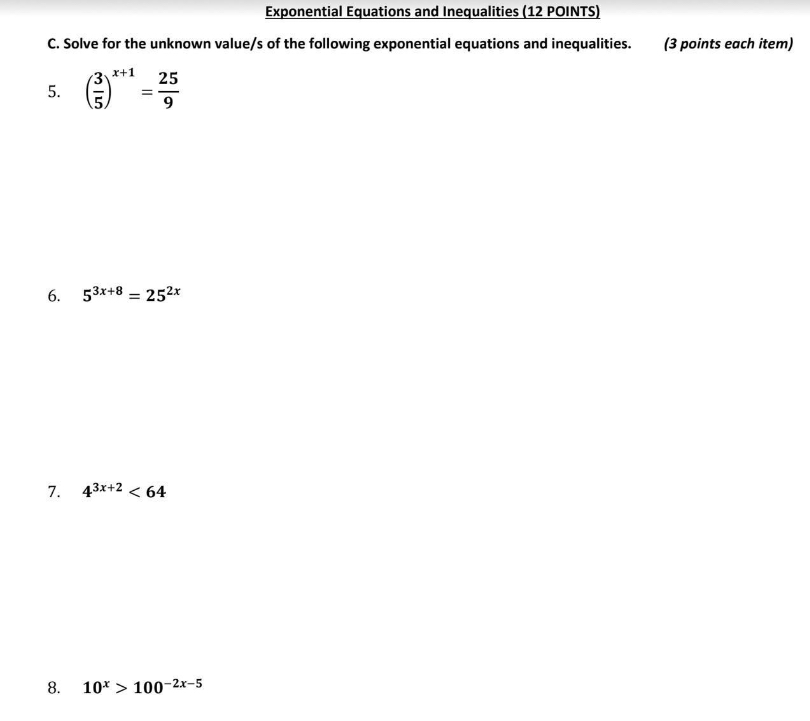 \fOne-to-One and Inverse Functions (12 POINTS) A.