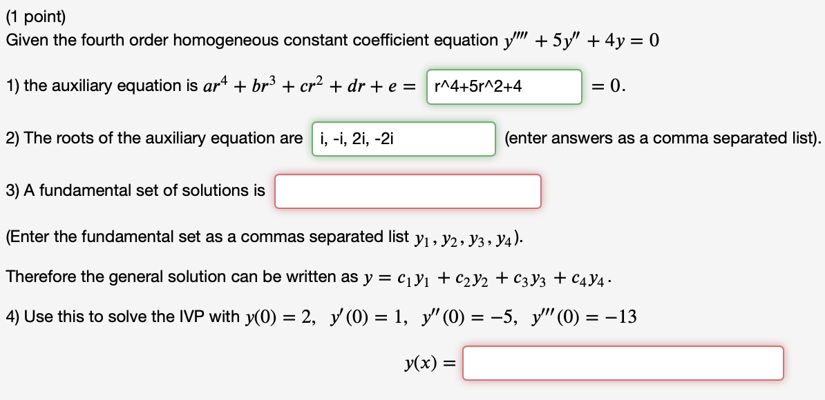 Need help with a few parts from each: (1 point)