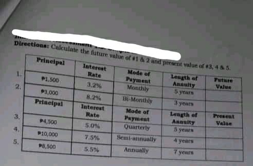 Directions: Calculate the future value of 1 4 2