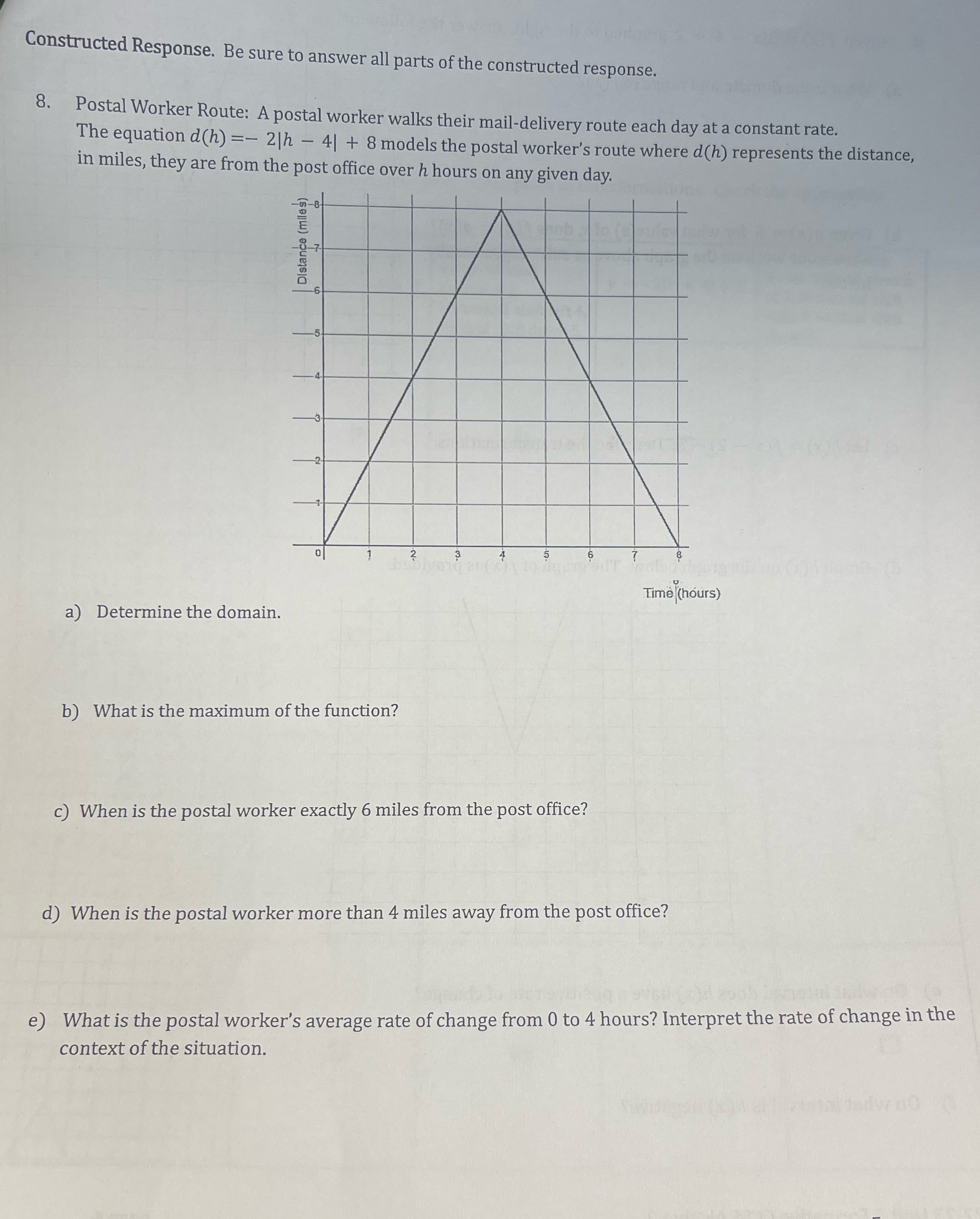 Constructed Response. Be sure to answer all parts