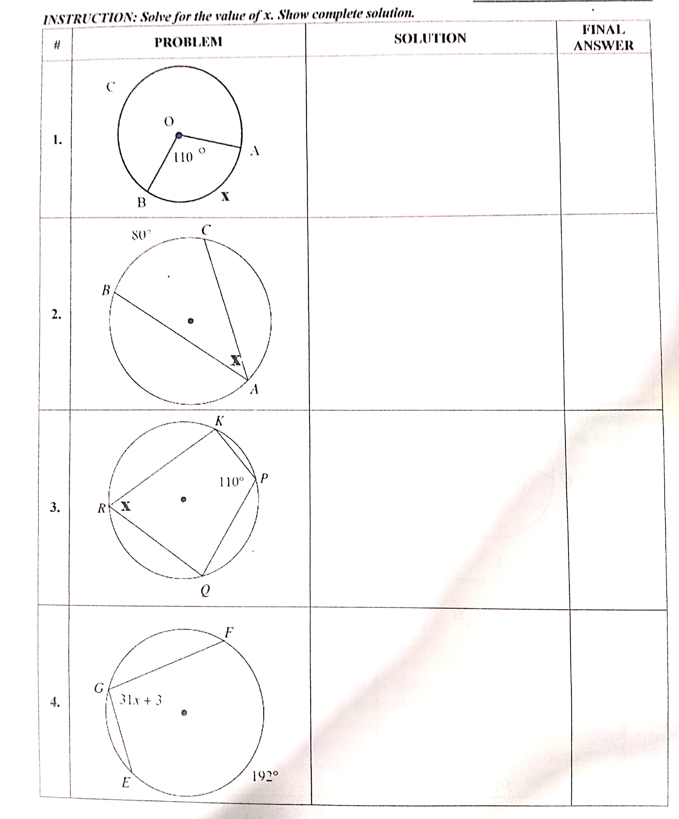 Please help me on my activity in my mathematics