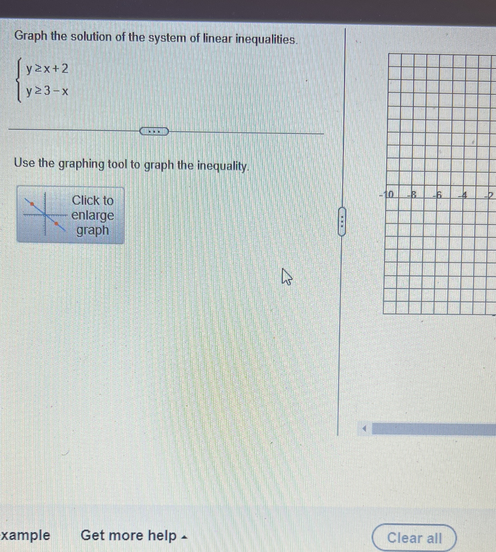 Graph the solution of the system of linear