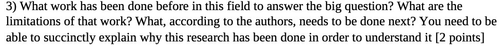 3) What work has been done before in this field