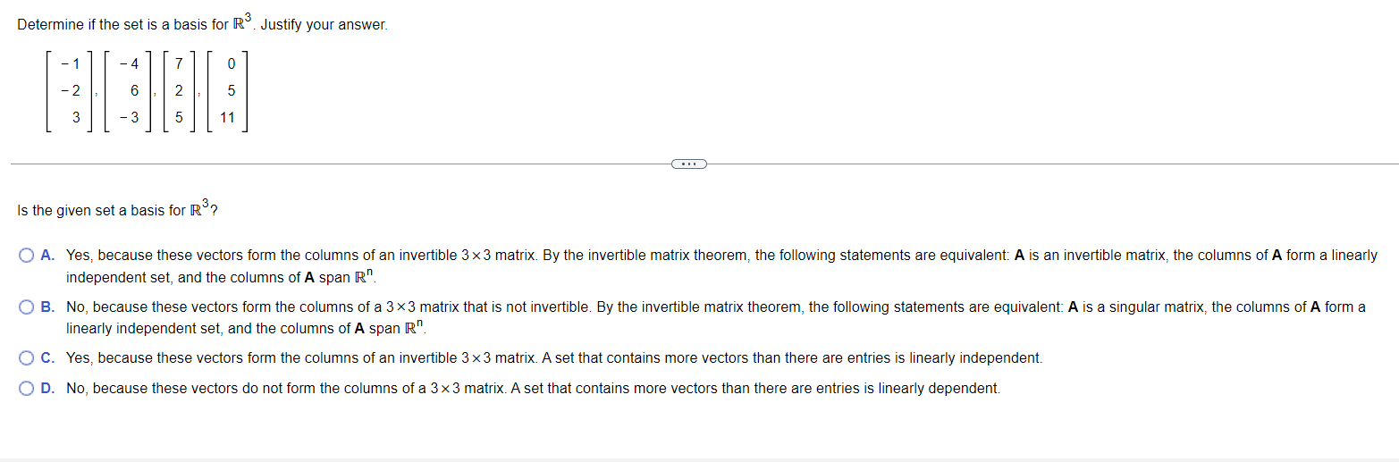 Determine if the set is a basis for RY. Justify