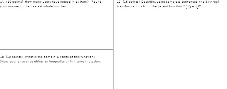 1A (10 points) How many users have logged in by