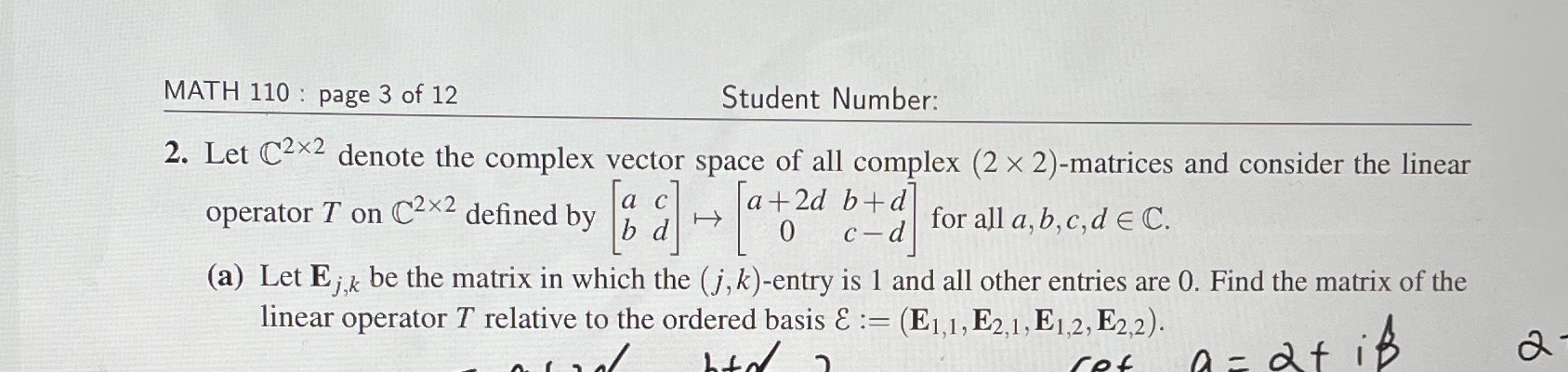 b?is the linear operator T injective?Explain why