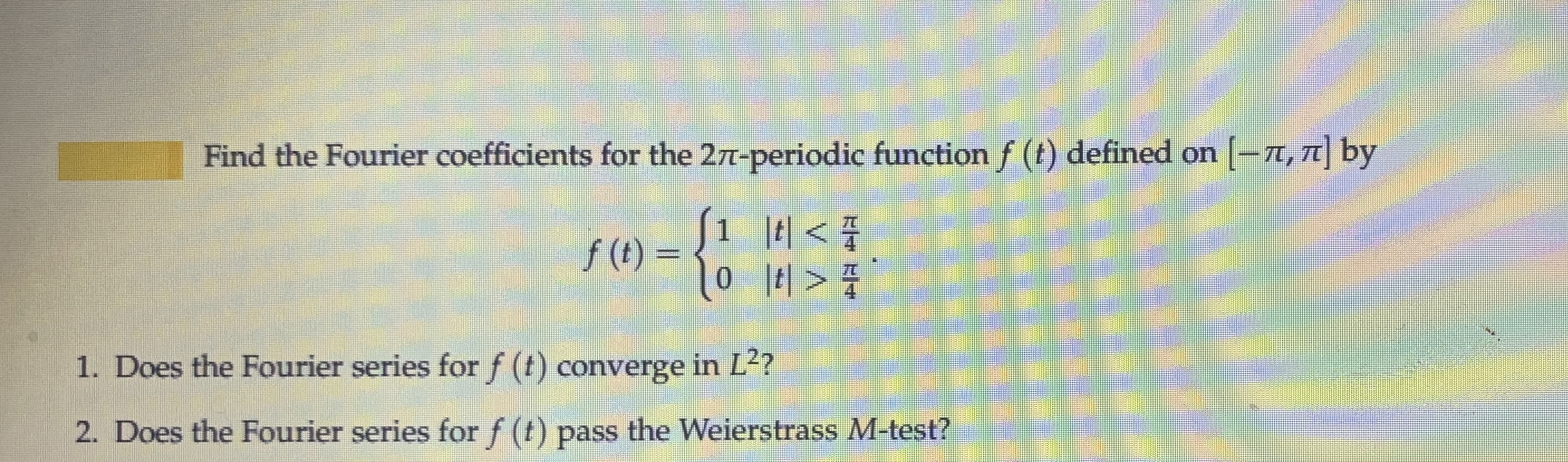 Find the Fourier coefficients for the 27-periodic