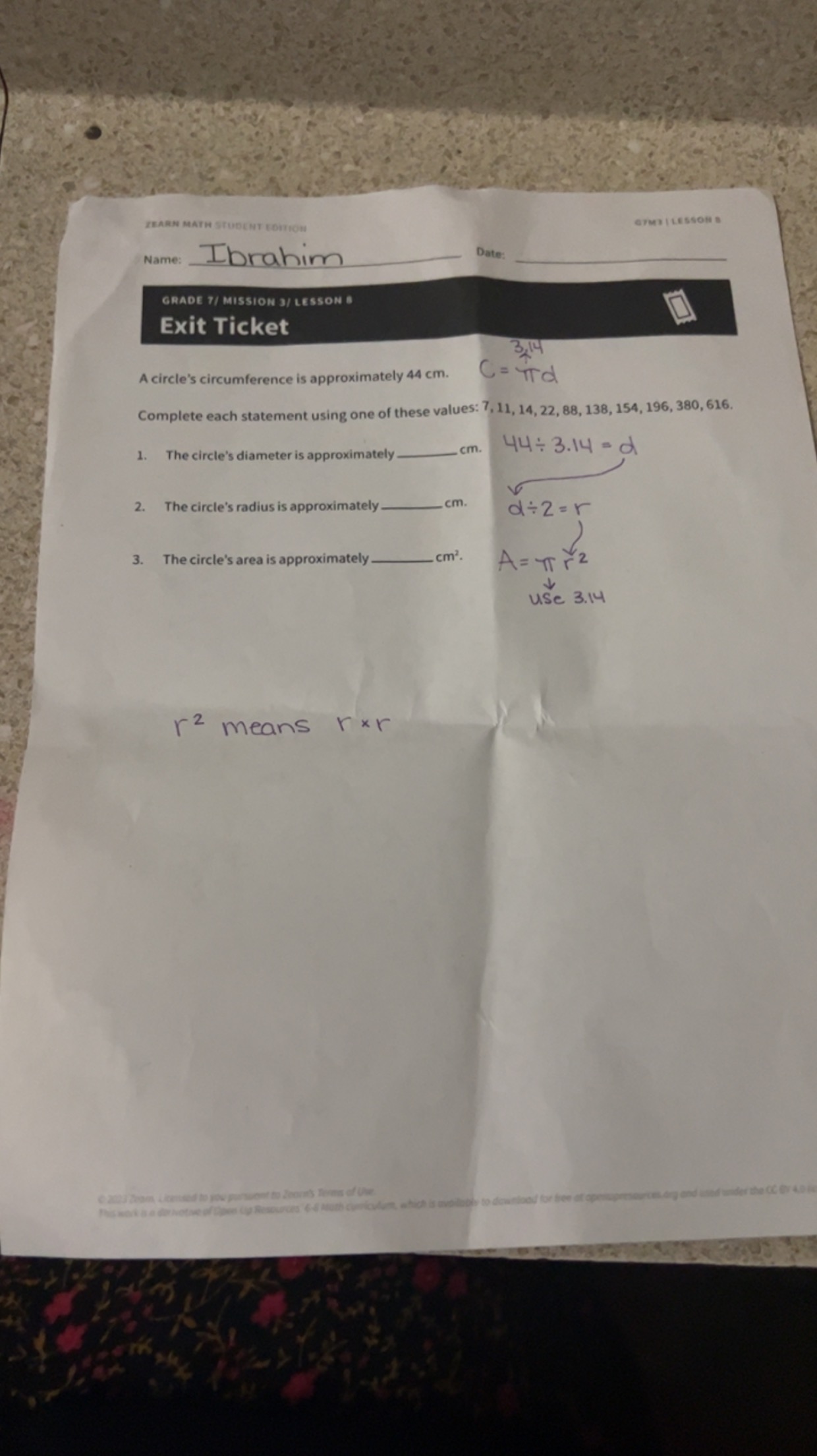 Geometry G.4 Ibrahim Ali ID: 1 Area of Rectangles