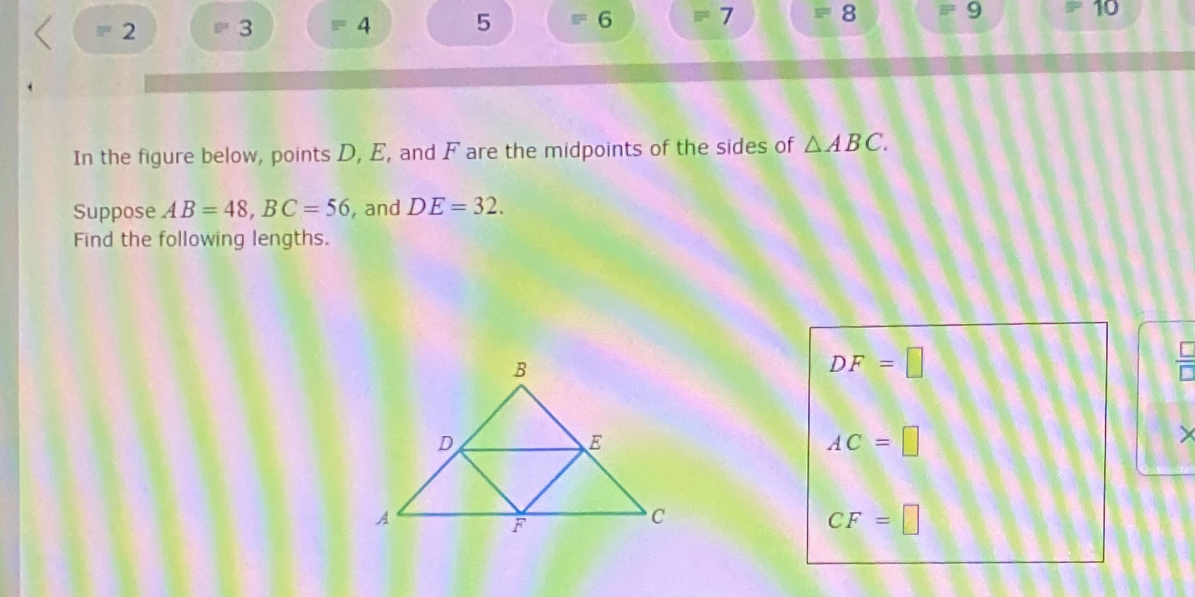 2 3 = 4 5 6 7 9 10 In the figure below, points D,