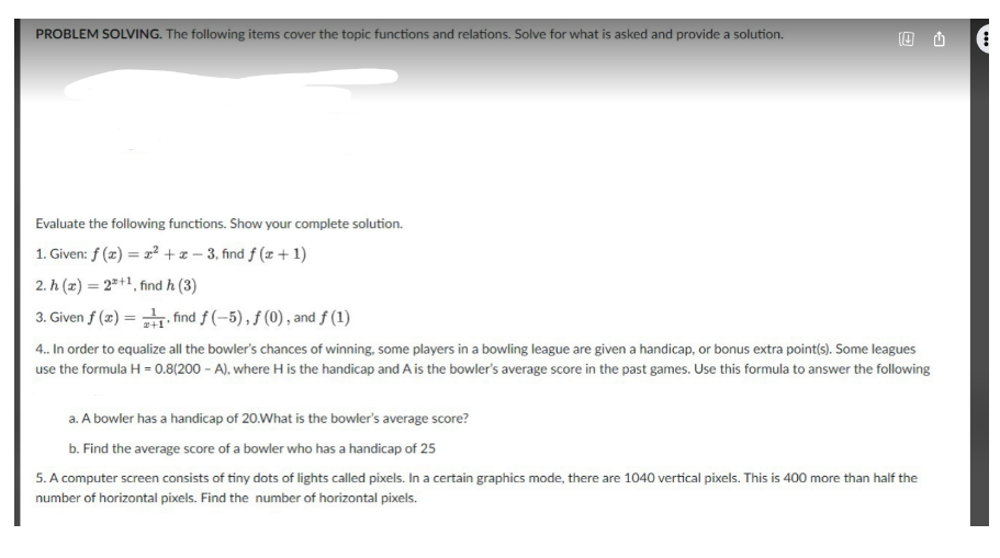 PROBLEM SOLVING. The following items cover the