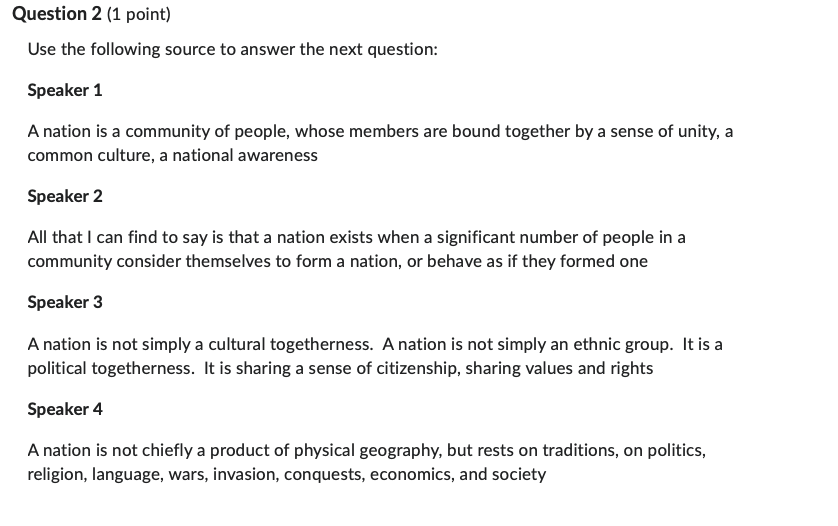 Nationalism & Identity quiz I need the right