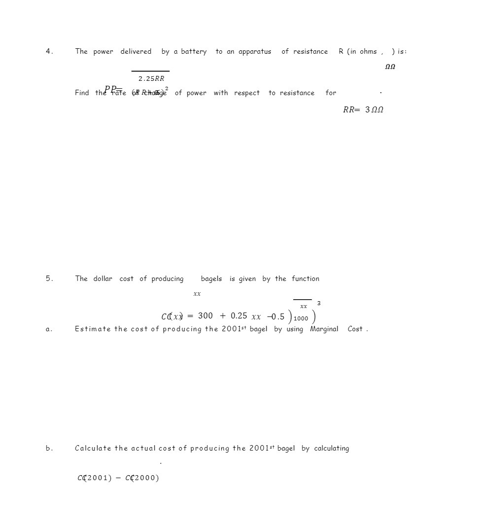 4. The power delivered by a battery to an