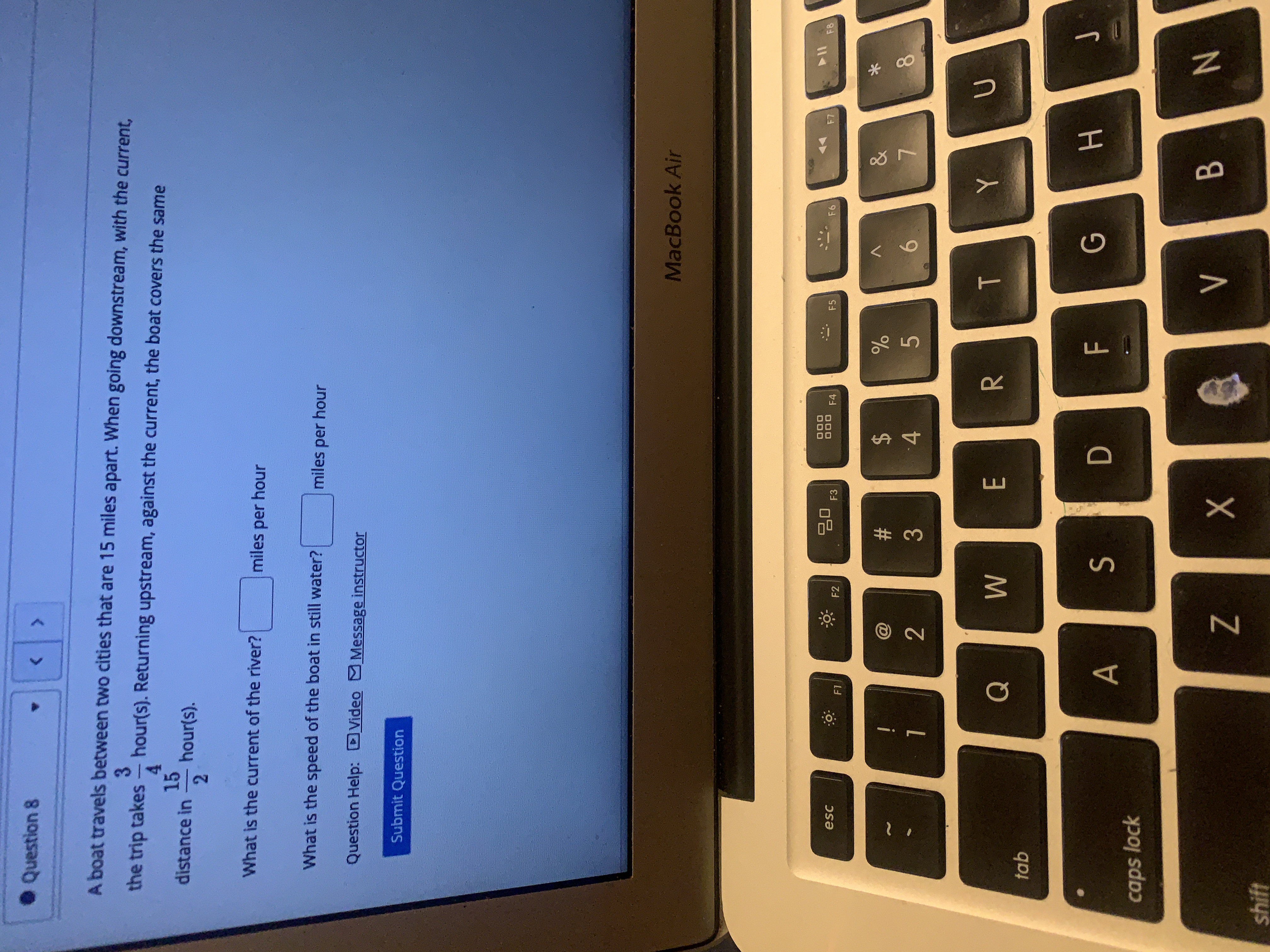 Question 8 A boat travels between two cities that