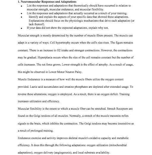 1. Neuromuscular Responses and Adaptations List