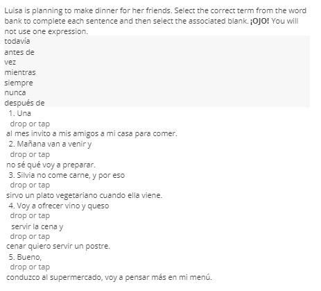 Luisa is planning to make dinner for her friends.