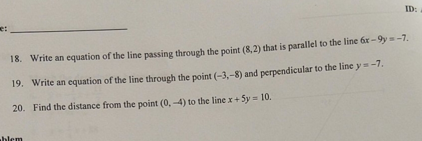 solve for 18-20? ID: e: 18. Write an equation of